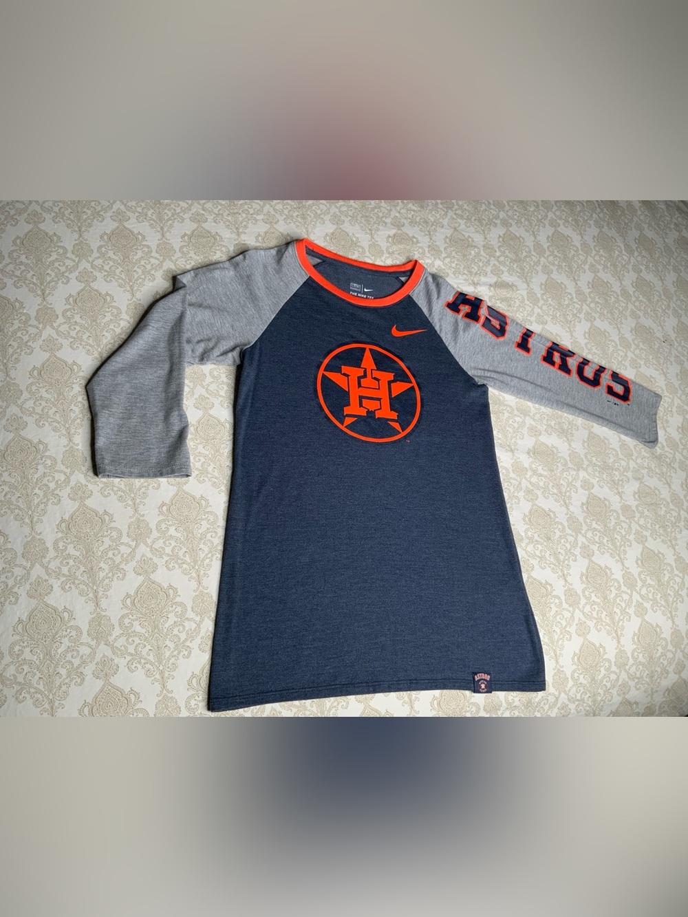 Nike Houston Astros 3/4 Sleeve Raglan Tee Gray Navy XS